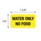 Nevs Label, Water Only No Food 7/8" x 1-5/8" Yellow w/Black VW-0033 - alternate 2